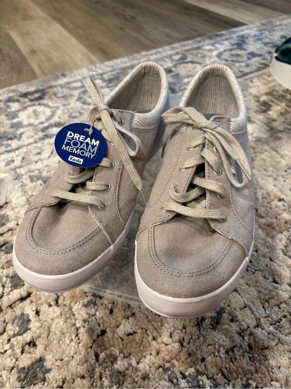 Keds beige striped canvas sneakers
